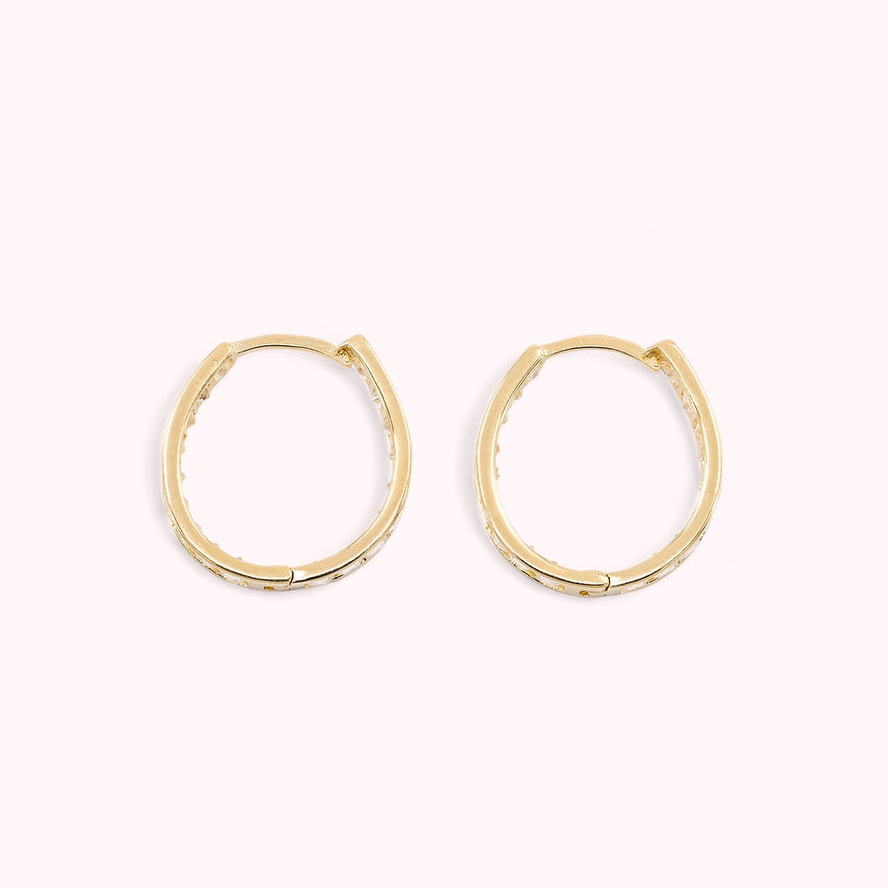 Thumbnail: 14K Solid Gold Oval Hoop Earrings