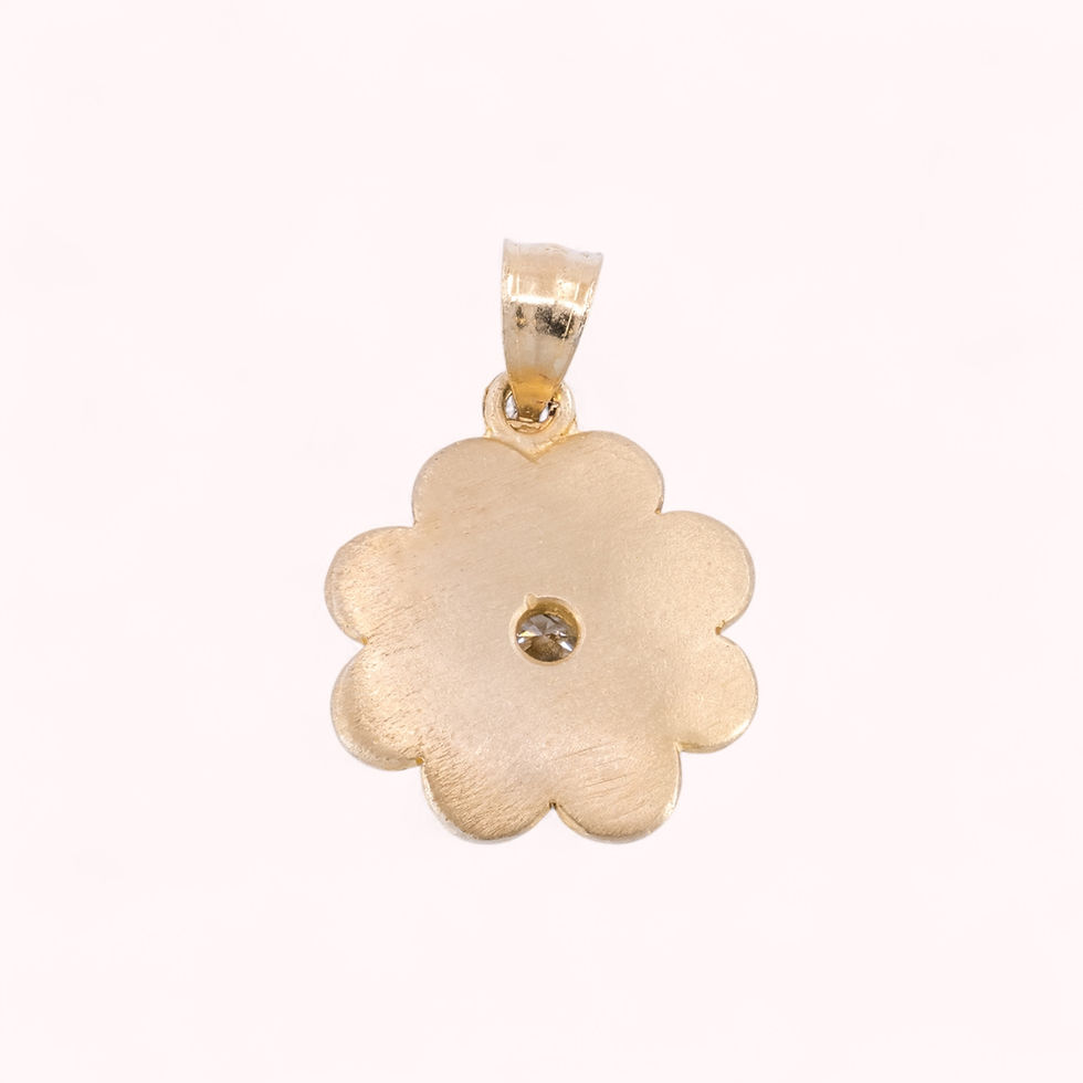 Miniatura: 14K Gold Frosted Flower Pendant With Cubic Zirconia