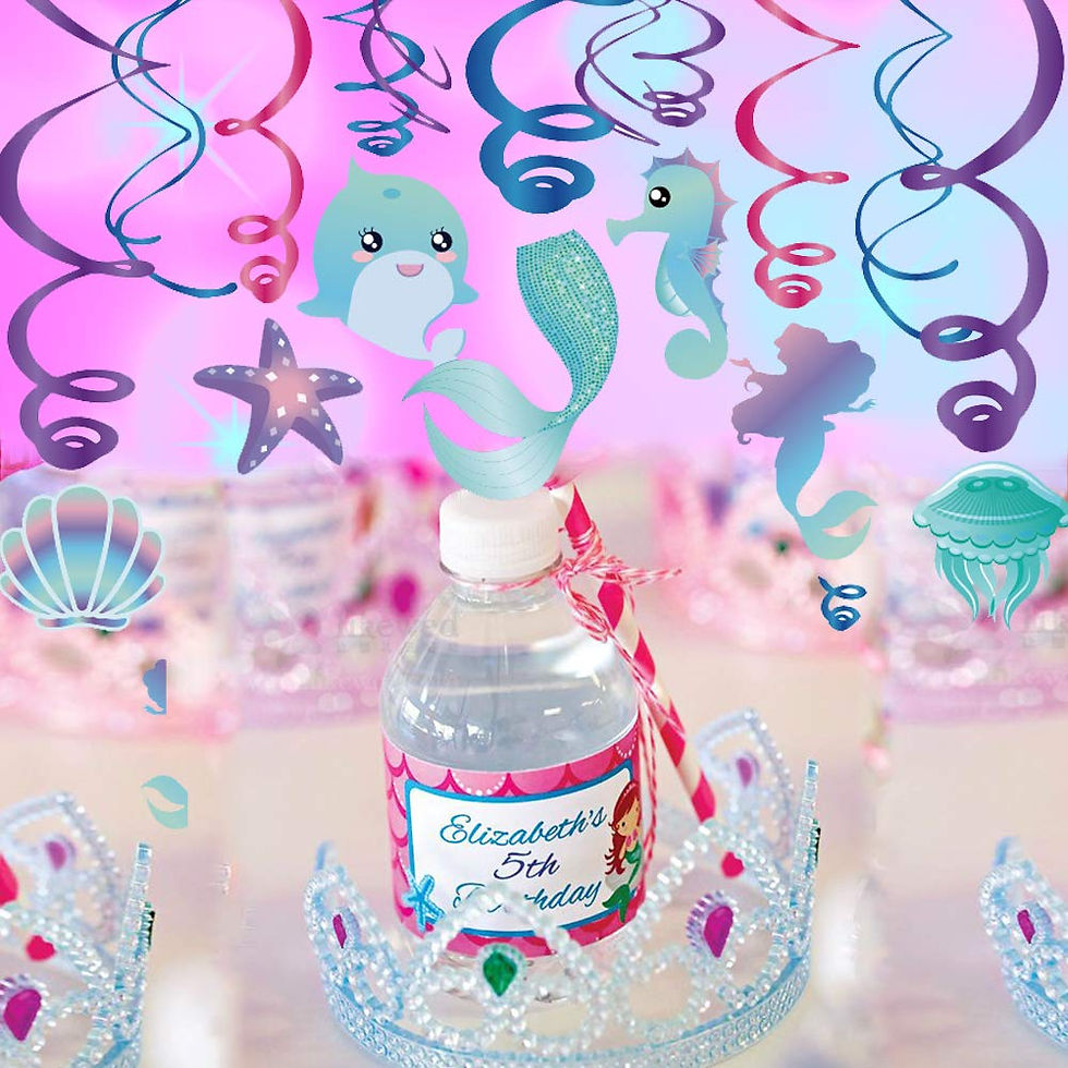 Thumbnail: 30Ct Mermaid Hanging Swirl Decorations - Mermaid Tail Dolphin Ceiling Hanging...