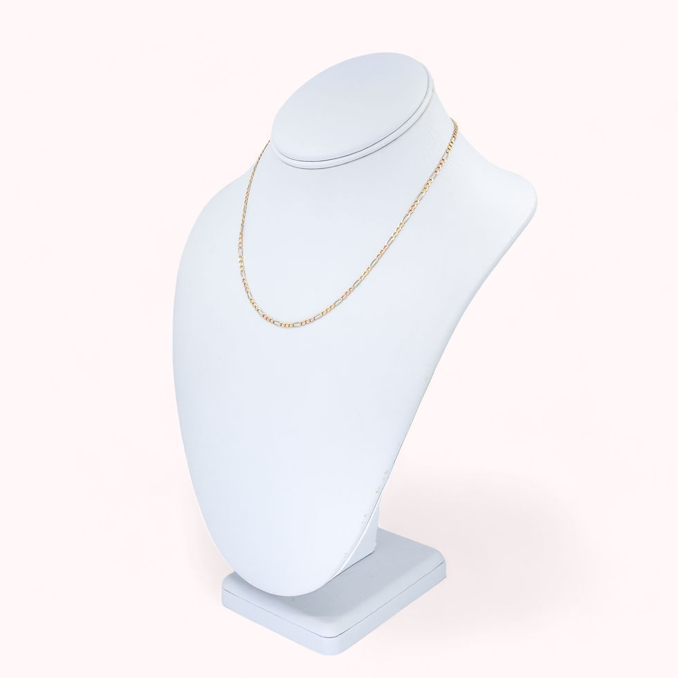 14K Tricolor Gold Figaro Link Chain 16"