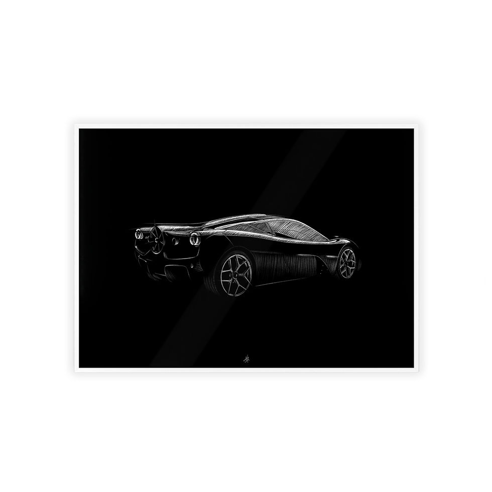 Miniature : Dessin Encadré Gordon Murray T50, décoration supercar, blanc