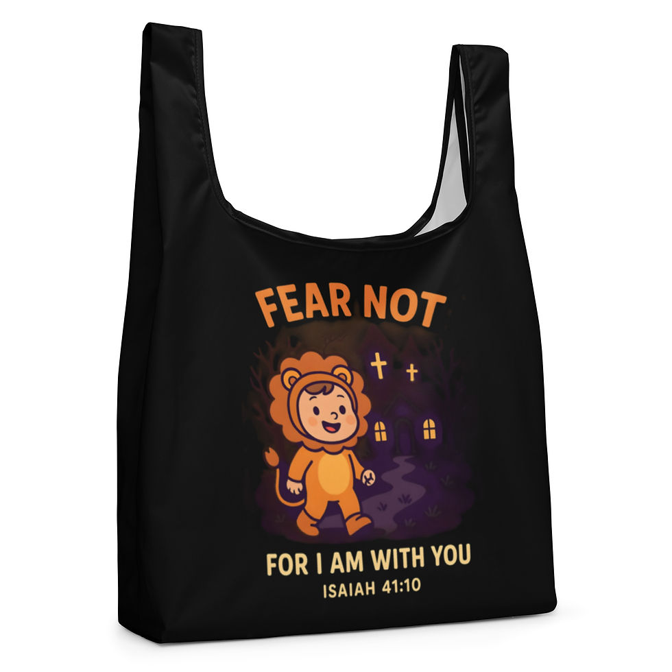 Thumbnail: Black tote bag with lion design and 