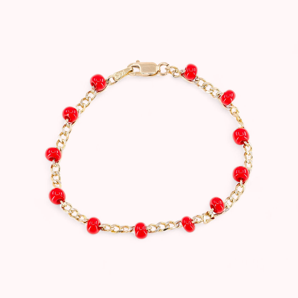14K Solid Gold Coral Enchantment Cuban Heirloom Bracelet
