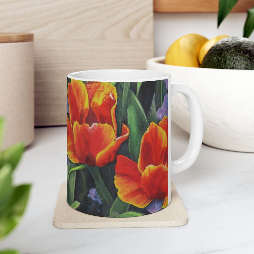 Thumbnail: Vibrant Orange Tulips Ceramic Mug, Tulip and Flower Lovers Gift, Home Decor,