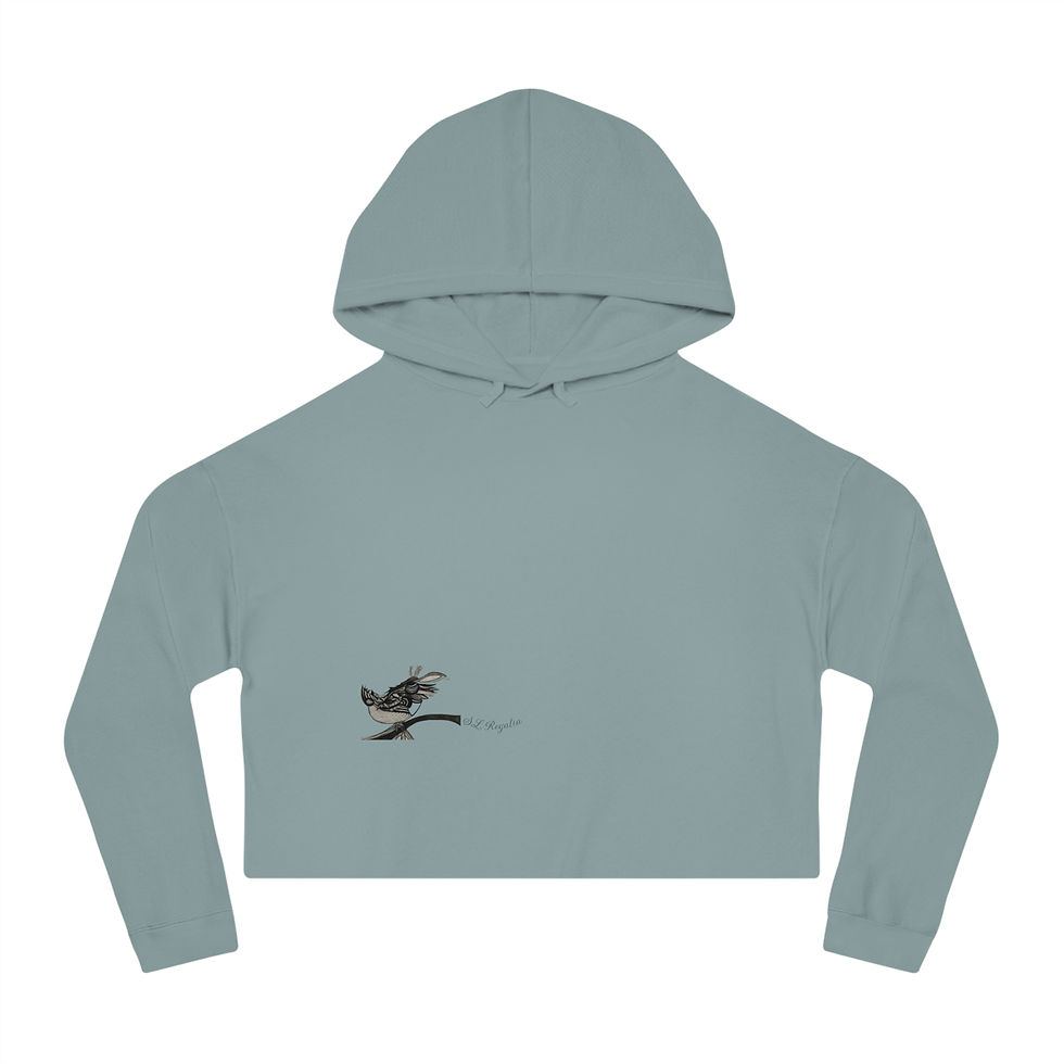 Thumbnail: Unique, Abstract Bird Art Cropped Hoodie - Comfy, Trendy Sweatshirt for Women