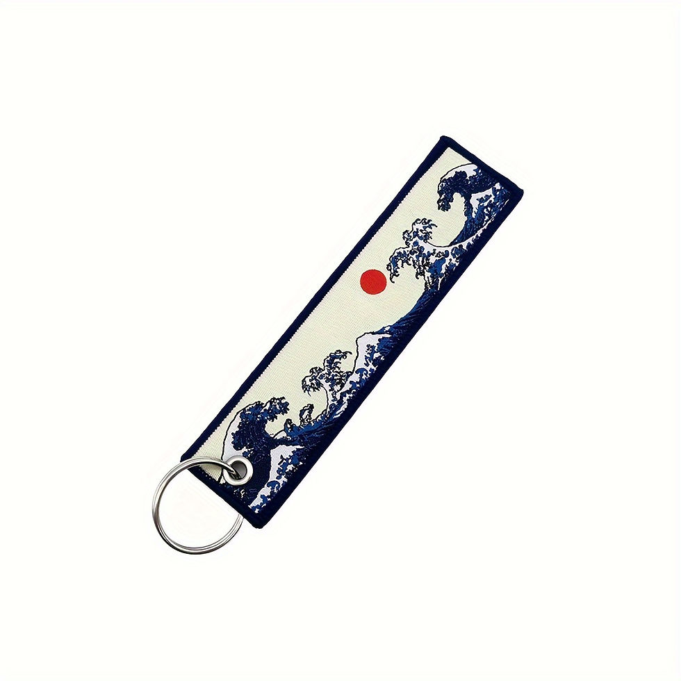 Thumbnail: Hokkaido Waves JDM Racing Keychain Two-sided Embroidery Flight Nylon Key Tag Bac