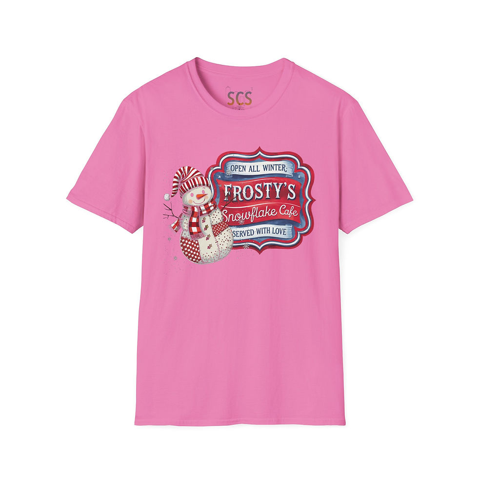 Thumbnail: Frosty’s Snowflake Café T-Shirt, Unisex Tee, Cozy Seasonal Wear, Christmas Shirt