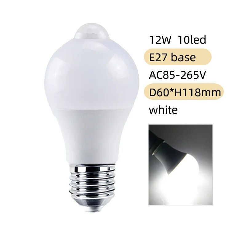 Thumbnail: 12W E27 LED Motion Sensor Bulb LED lamp PIR Sensor Light Auto ON/OFF Night Light