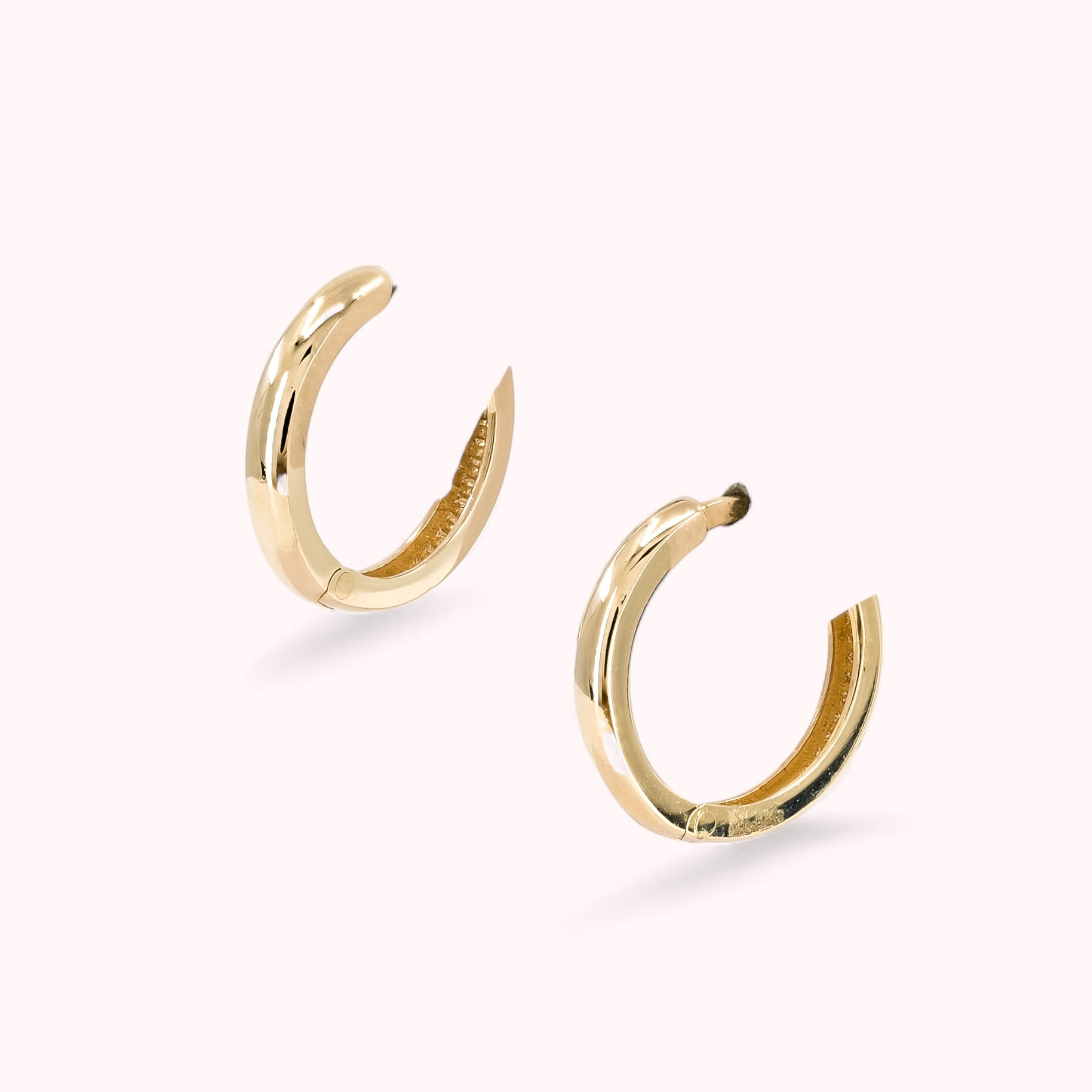 14K Gold Small Round Hugger Earrings