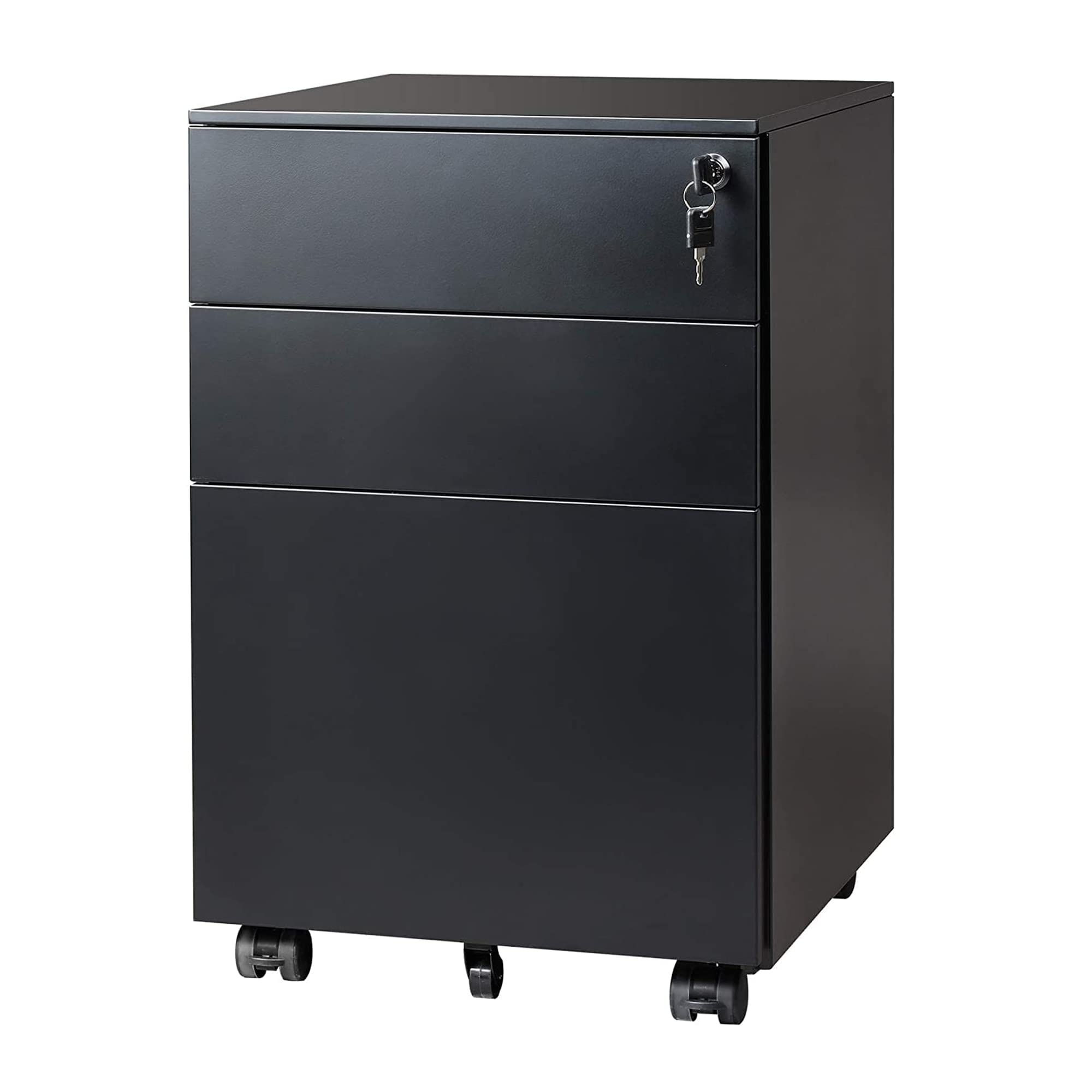 DEVAISE 3 Drawer Locking File Cabinet, Under Desk Metal Filing Cabinet for Le...