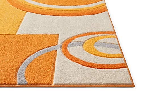Thumbnail: Well Woven Echo Shapes Circles Orange Modern Geometric Hand Carved 9x13 (9'3'...