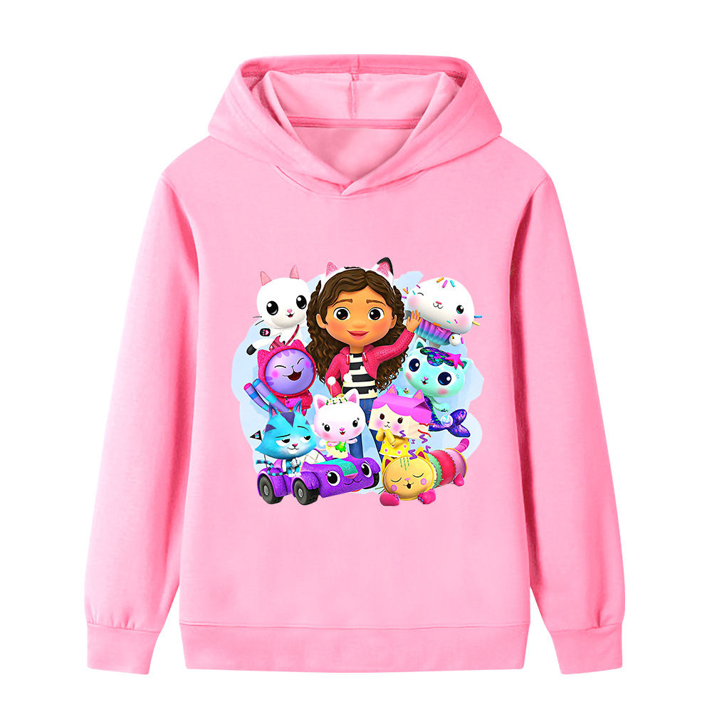 Cute Cartoon Hoodie – Pink Sweatshirt with Pet Characters for Kids & Girls