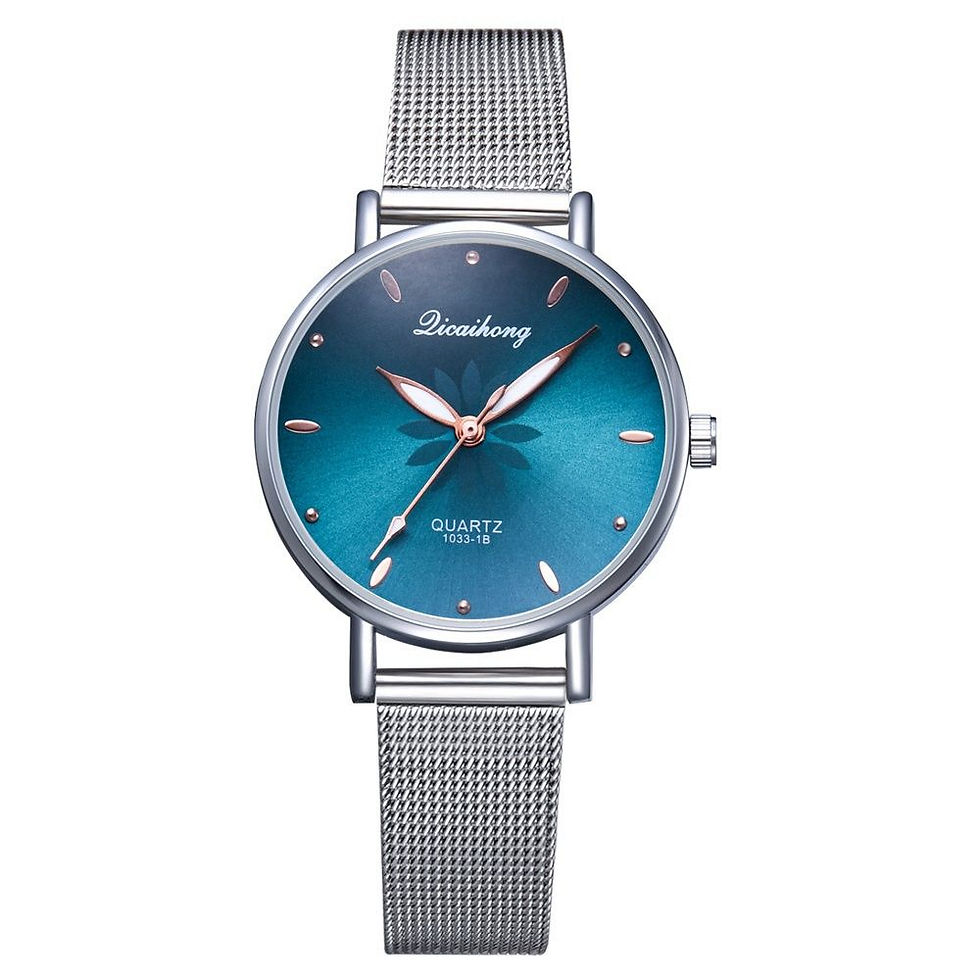 Thumbnail: Watches For Women Luxury Silver Popular Pink Dial Flowers Metal Ladies Bracelet 
