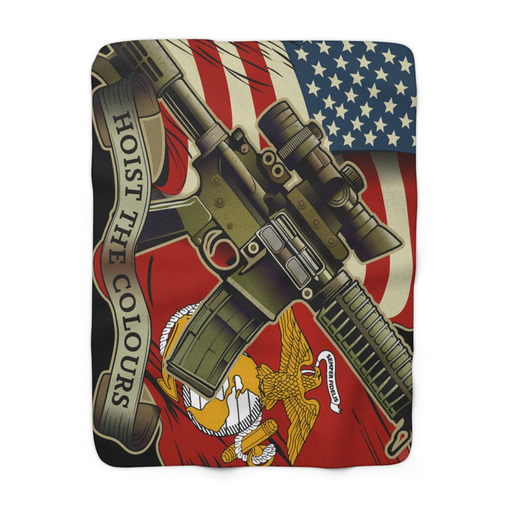 US Marine Corps Sherpa Fleece Blanket | Cozy, Warm Blanket for Outdoor