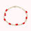 Miniatura: 14K Solid Gold Figaro Link And Red Beads Bracelet 8"