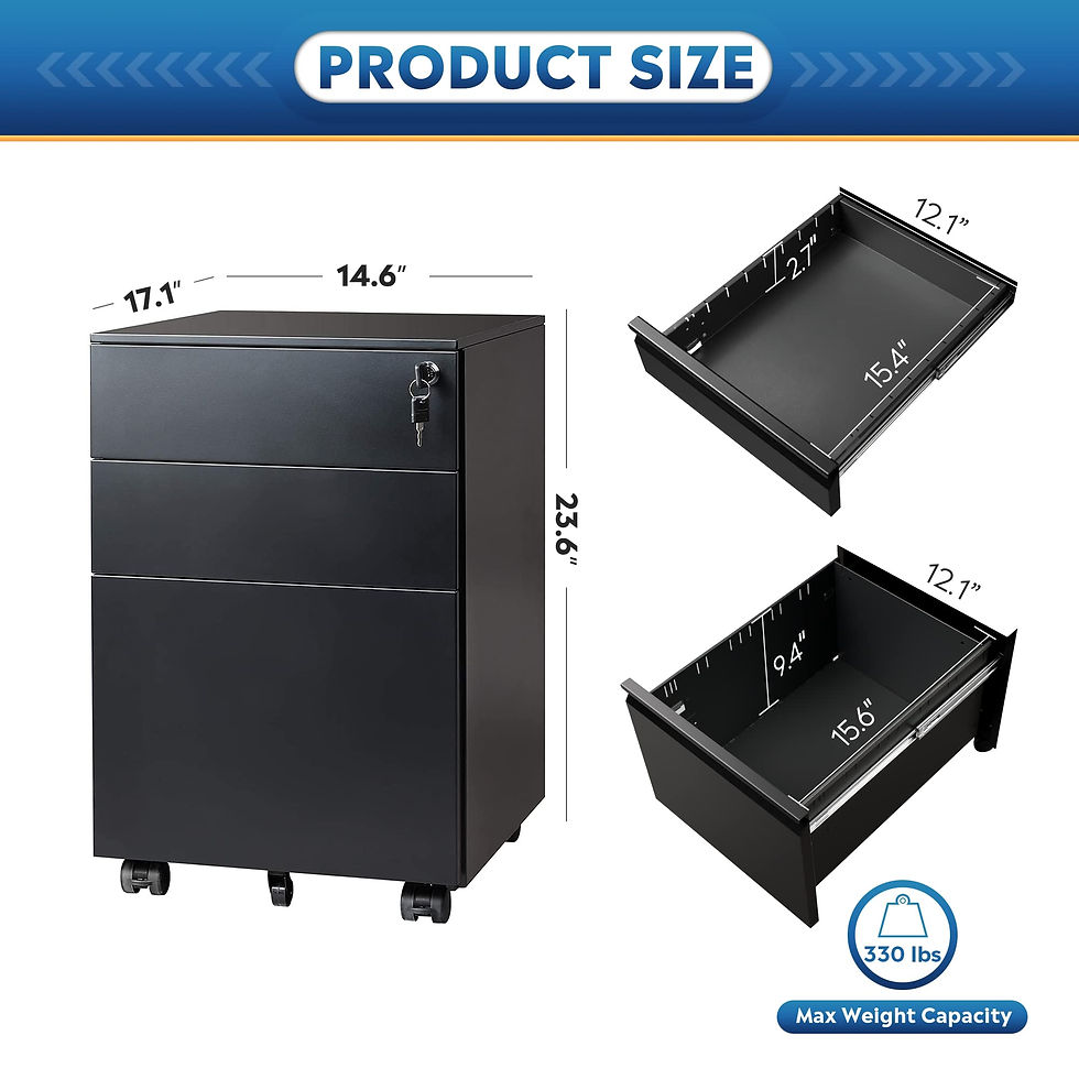 Thumbnail: DEVAISE 3 Drawer Locking File Cabinet, Under Desk Metal Filing Cabinet for Le...