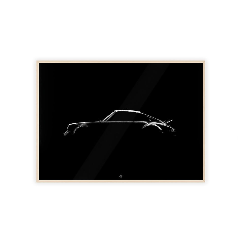 Miniature : Dessin Encadré Porsche 911, Carrera RS, décoration automobile, bois