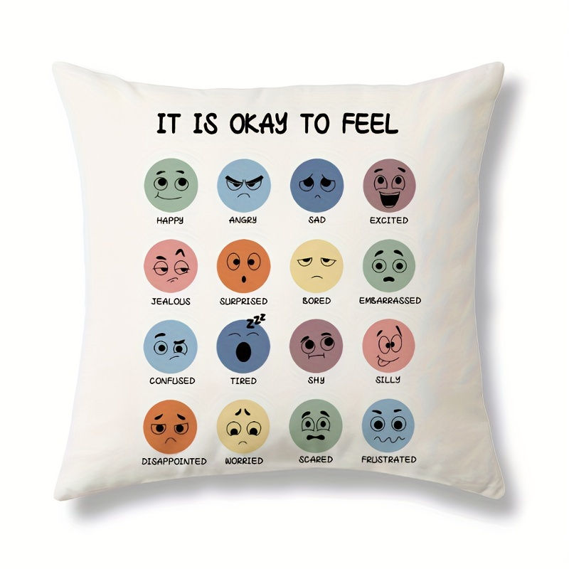 Thumbnail: 1pc, Education Recreation Mental Health Double-sided Printing Pillow Cover Peach