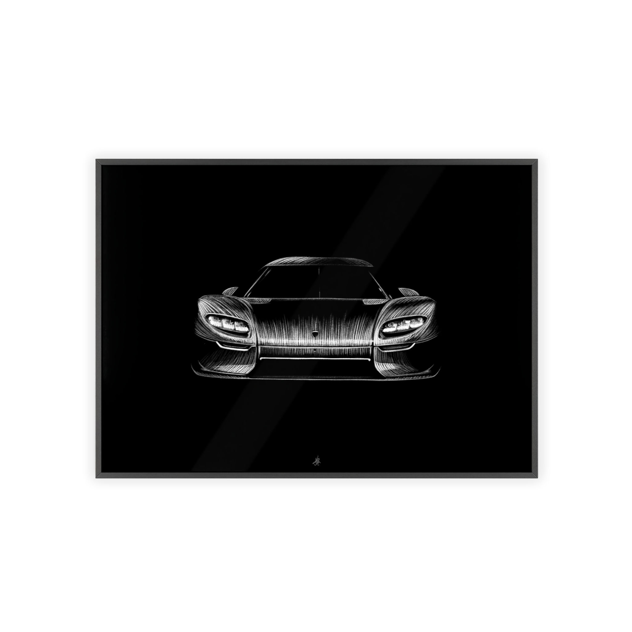Dessin Encadré Koenigsegg CCX50, décoration hypercar, noir