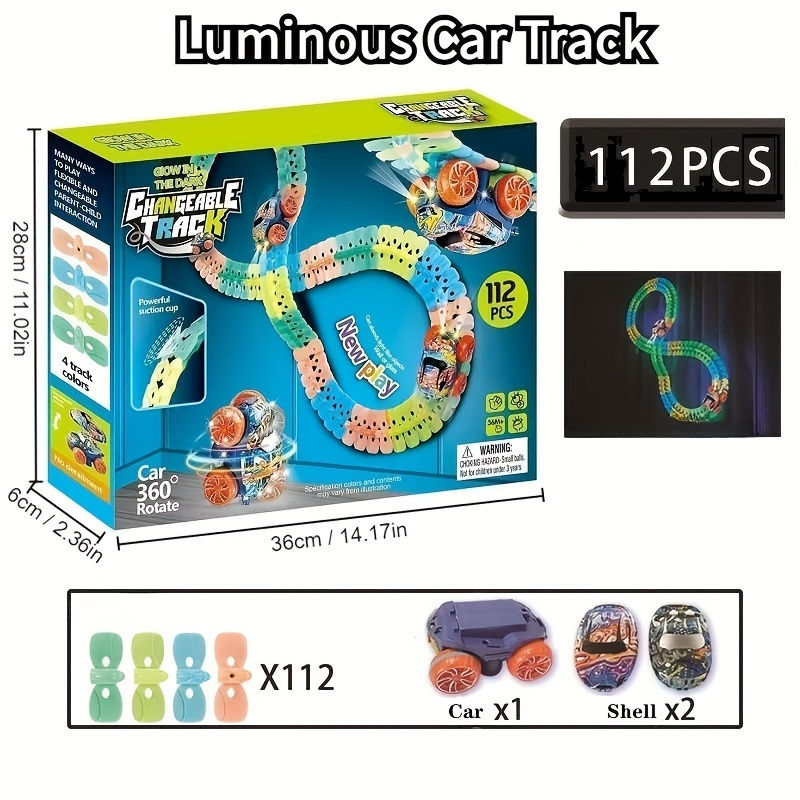 Thumbnail: Flexible Kids Track Cars Set, LED Light-Up Race Car, Bendable Analog Track Syste