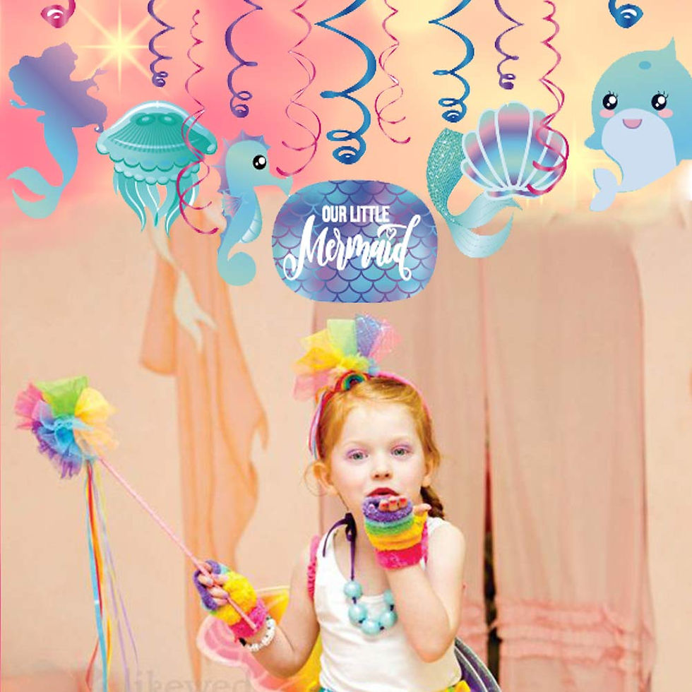 Thumbnail: 30Ct Mermaid Hanging Swirl Decorations - Mermaid Tail Dolphin Ceiling Hanging...