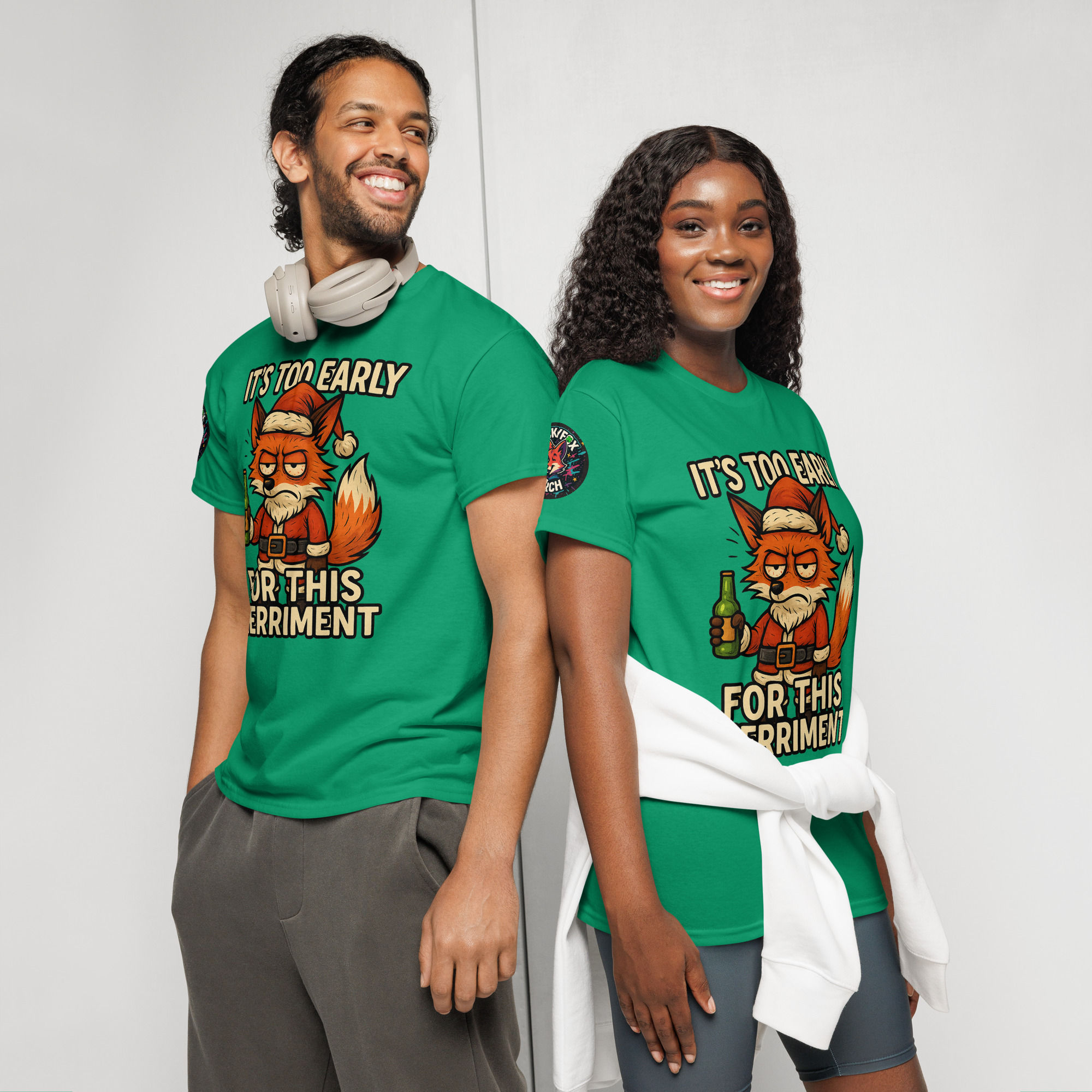 It’s Too Early for This Merriment T-Shirt funny Christmas fox design