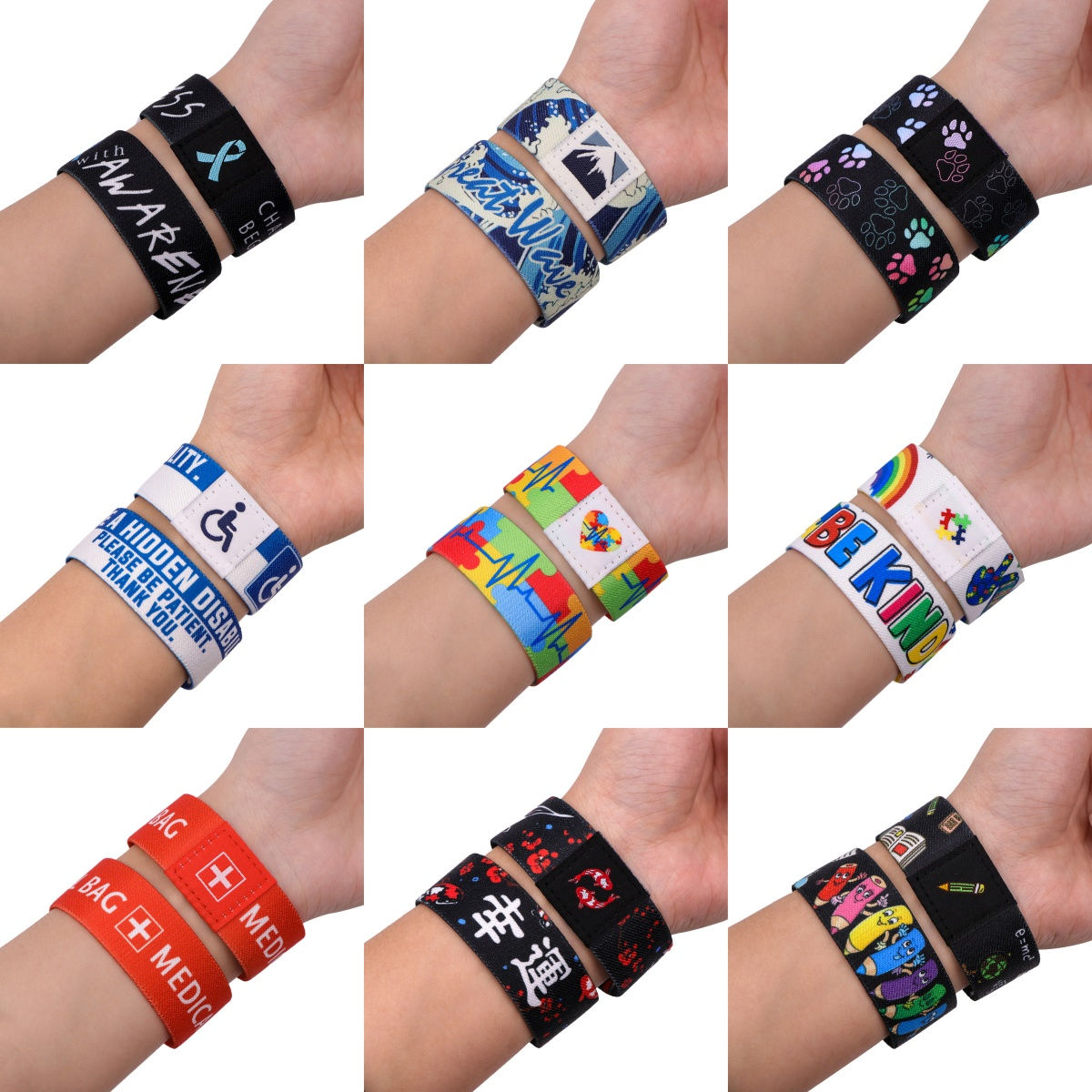 Autism Awareness Bracelet For Women Men Medical Armband Sport Wristband Elastic