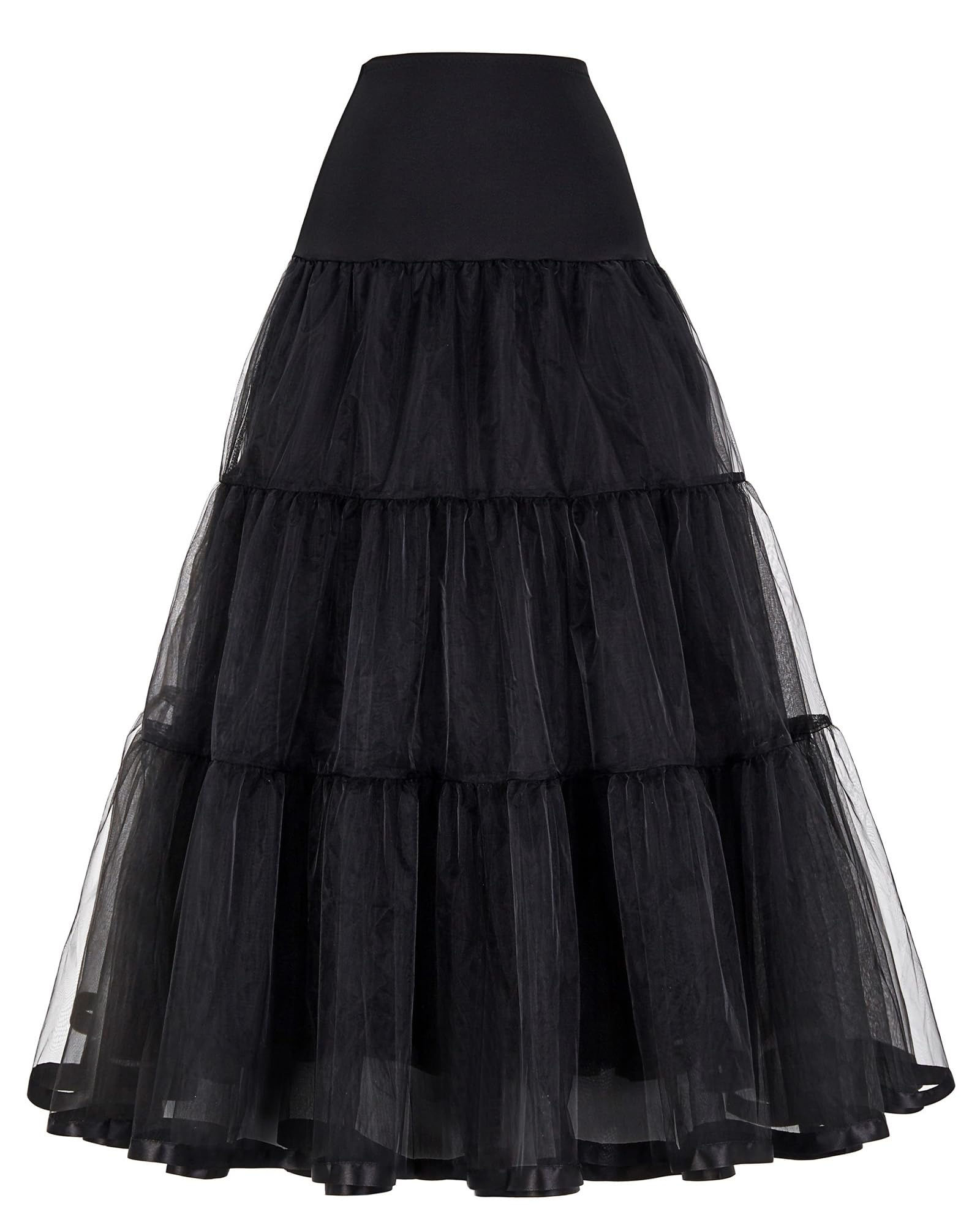GRACE KARIN Puffy Ankle Length Dress Underskirts for Plus Size Dress (4X, Black)