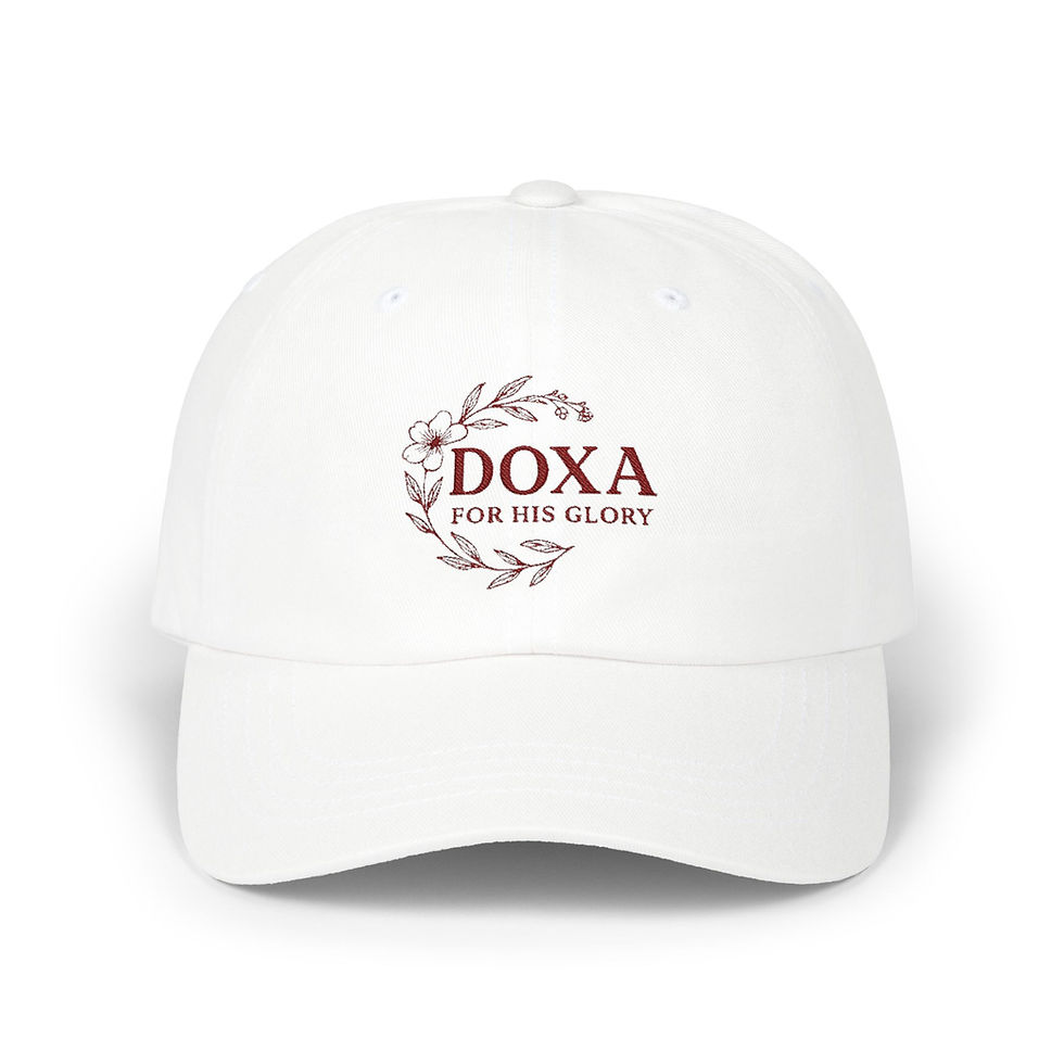 White hat with DOXA FOR HIS GLORY text