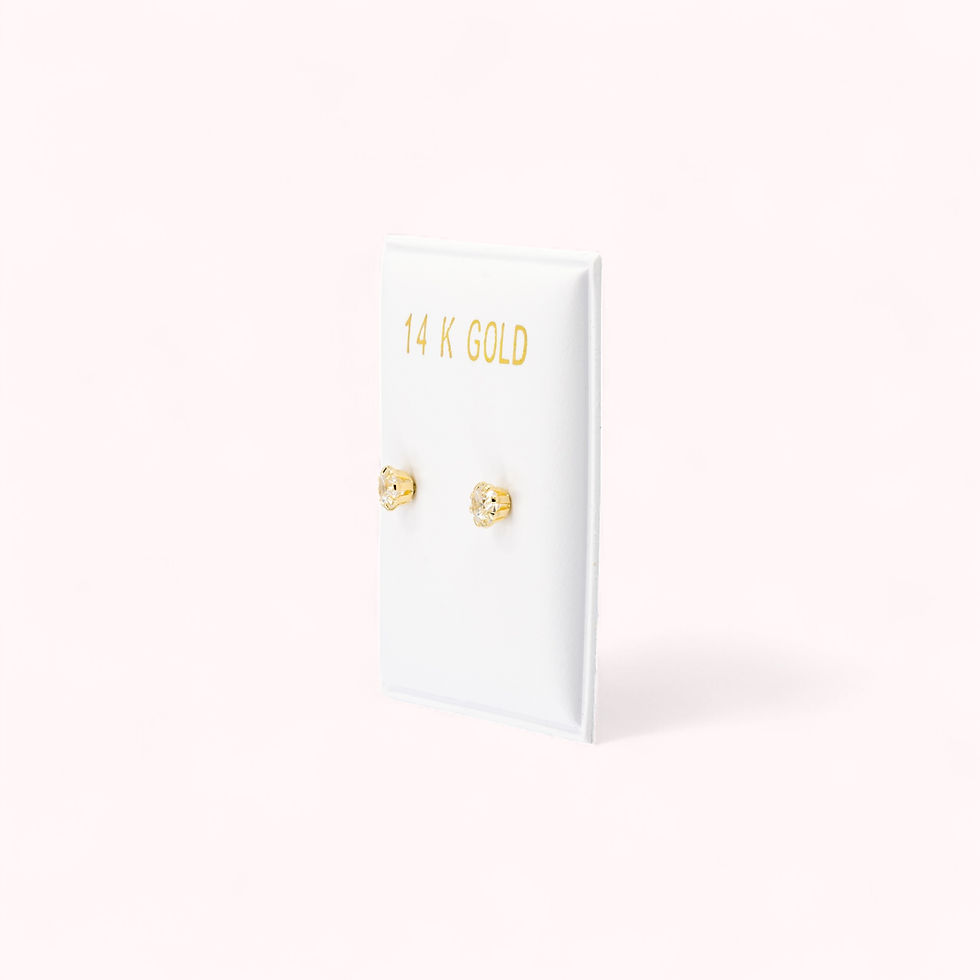 Thumbnail: Everyday 3mm CZ Solitaire Earrings in 14K Gold – GE0488
