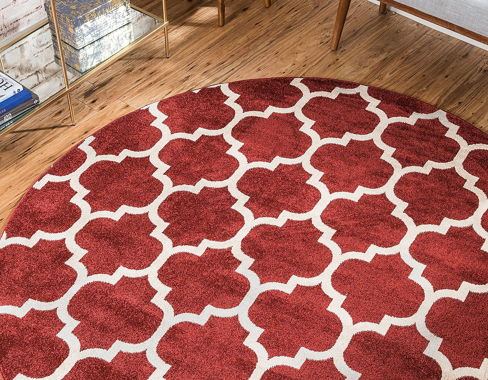 Thumbnail: Unique Loom Trellis Collection Area Rug - Philadelphia (8' Round Dark Terraco...