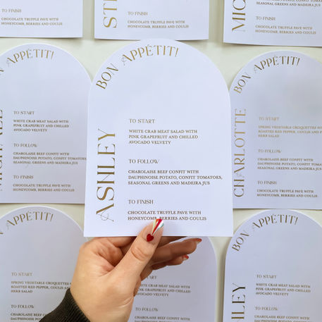 Gold Foiled  Arched Wedding Menus