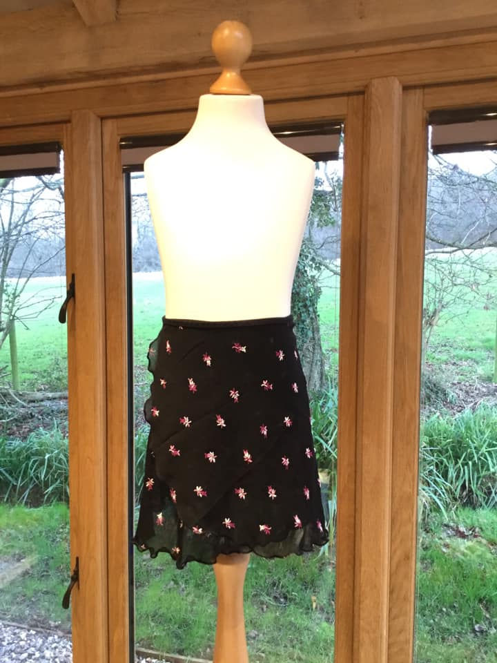 Pink floral wrap skirt