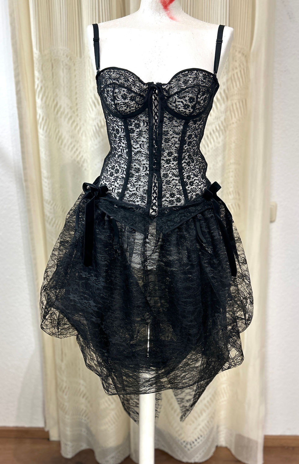 Thumbnail: RARE Corset-Dress Black Lace