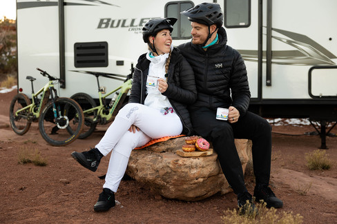 Charlotte and Spencer sharing a drink out of their personalized elopement mugs. Elopement Activities.