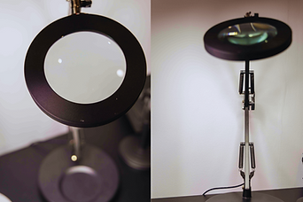 Magnifier and light on desk