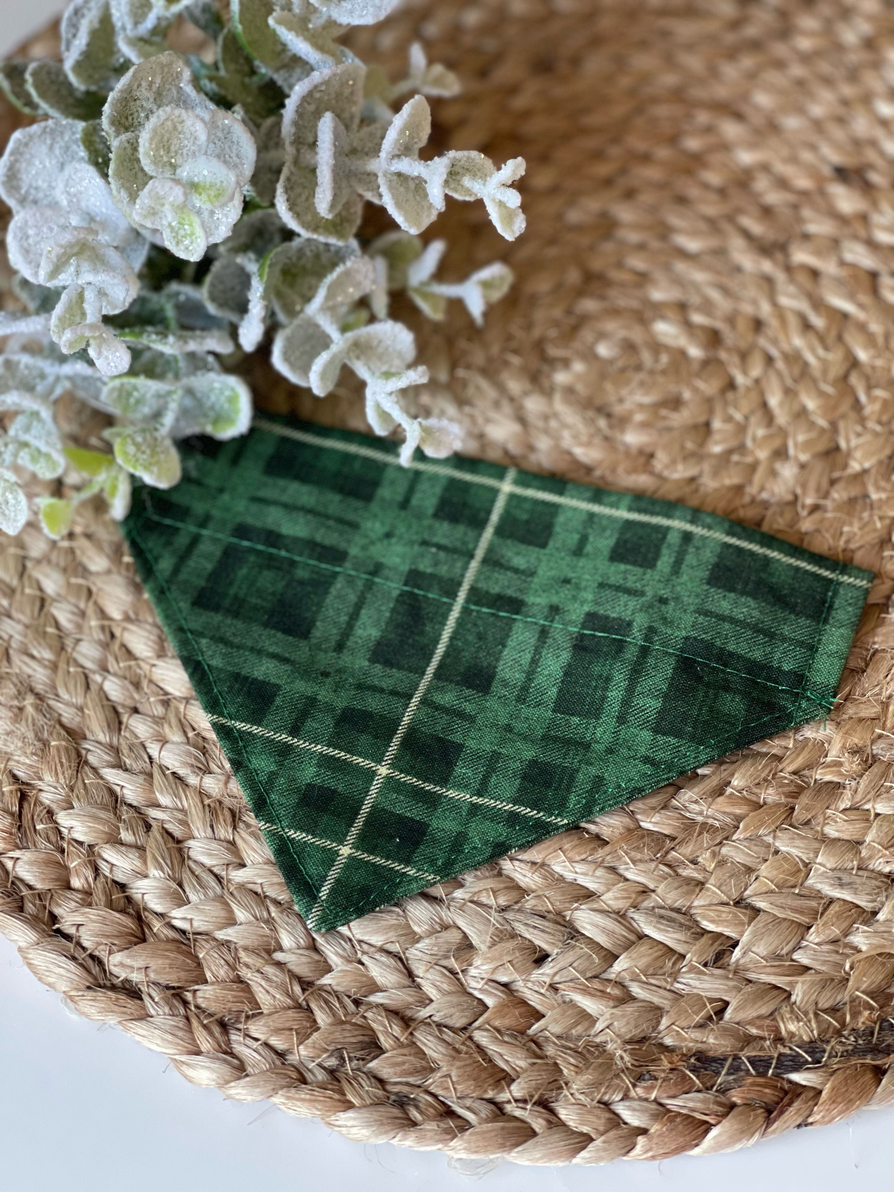 Green Plaid Dog Bandanna