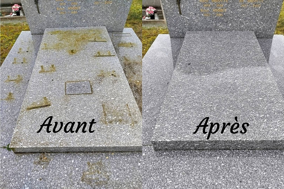 Exemple de nettoyage et d'entretien d'une sépulture en granit