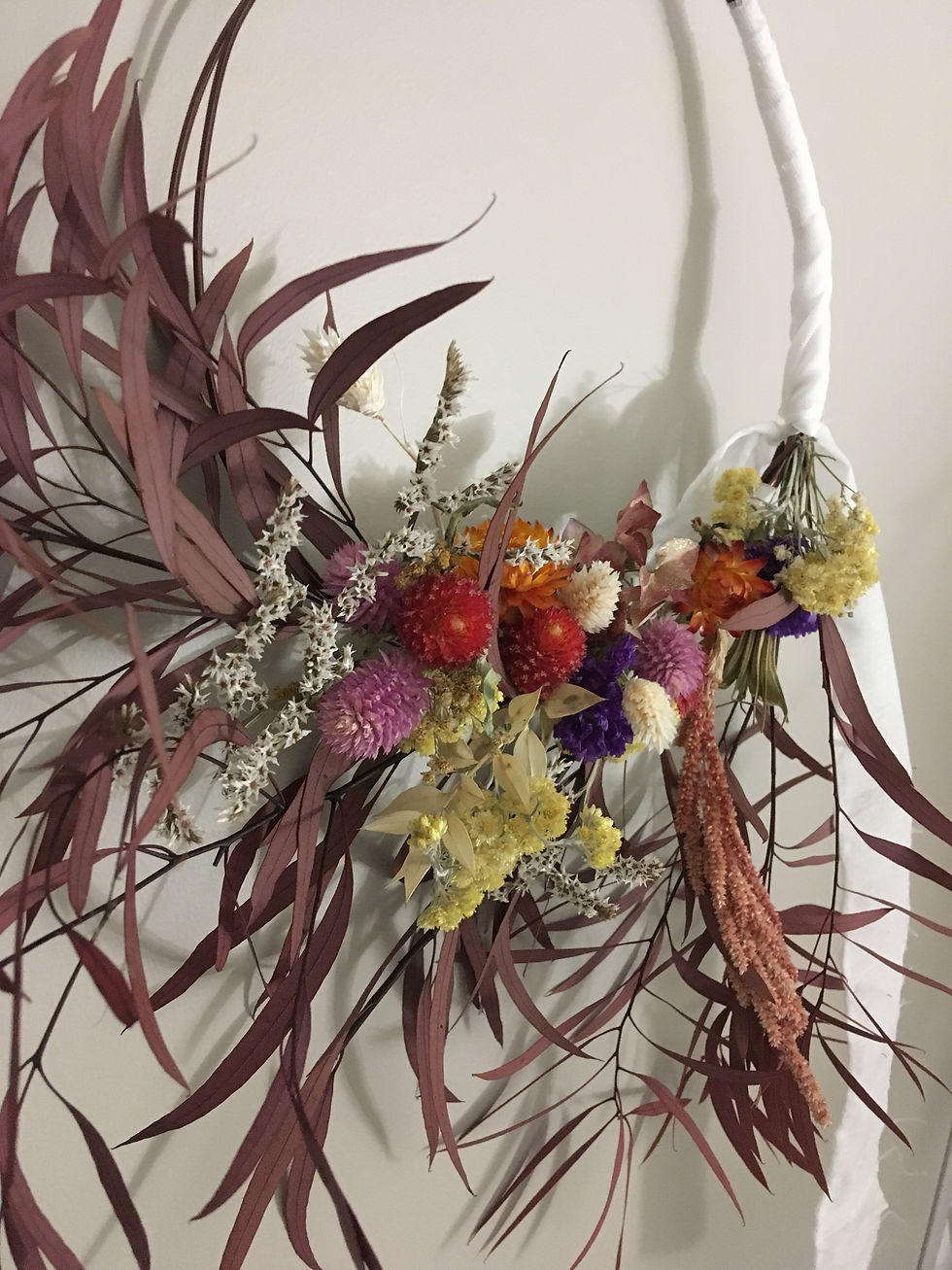 Bouquet couronne fleurs séchées