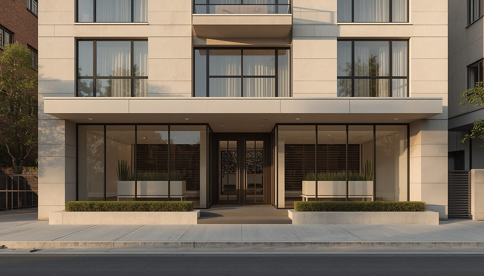 Fachada predial bem conservada refletindo valorização imobiliária