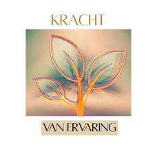 Afbeelding met krachtige plant en tekst 'Kracht van Ervaring', logo