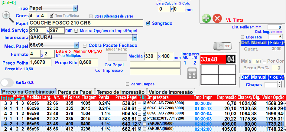 Sugerindo por Impressora OFF-set