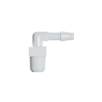 RACCORD EN L FILETAGE 1/8-27 NPT / BARB ØI 4.8mm - PA BLANC