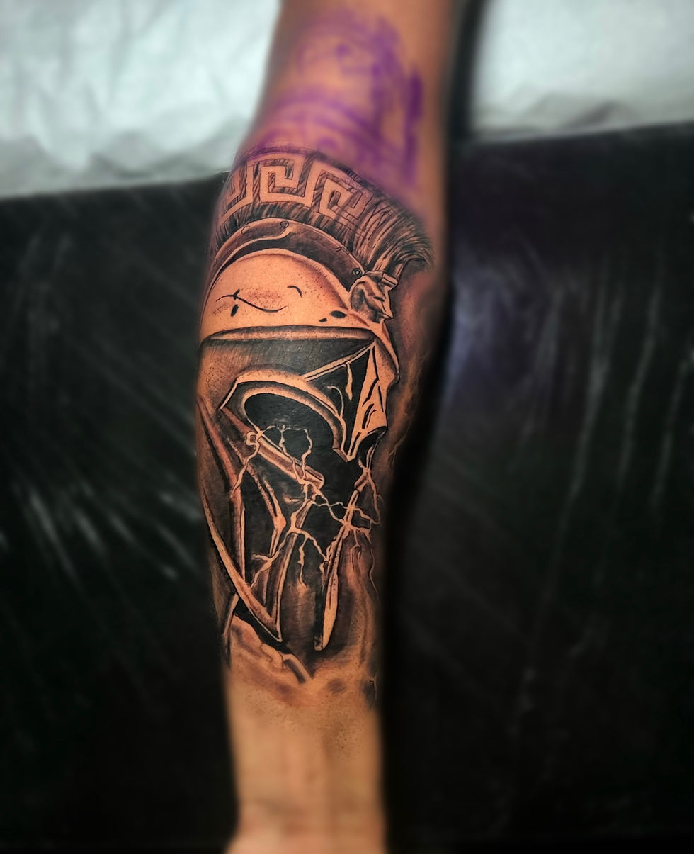 Fine line black and gray tattoo work
