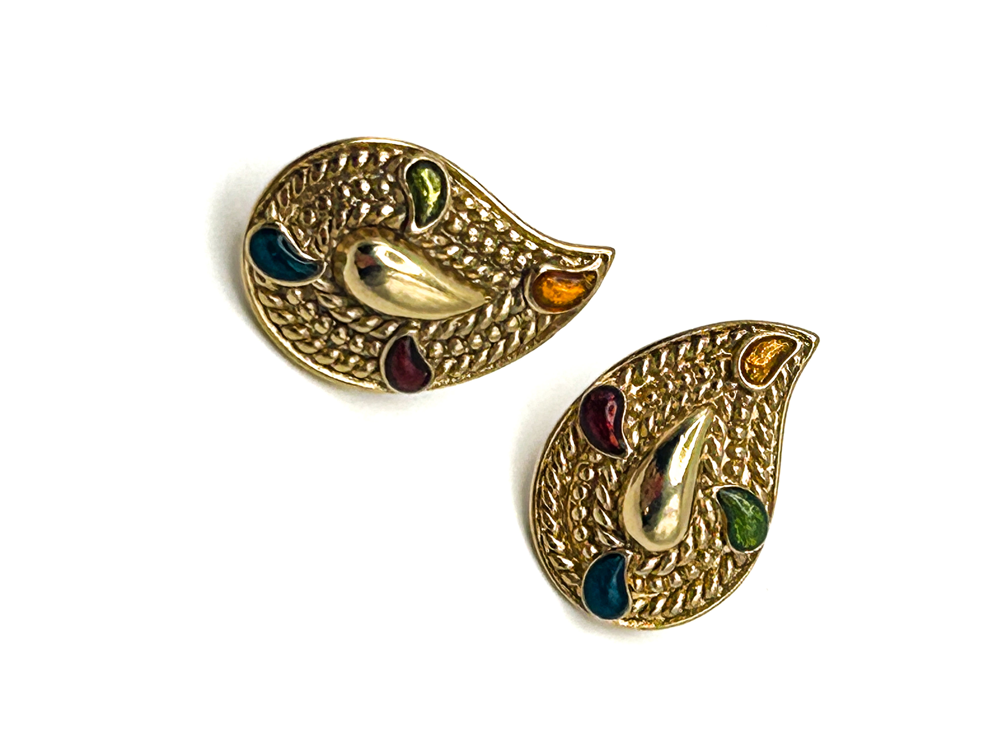 Vintage (90s) Avon Gold Tone Rope-effect Teardrop Stud Earrings