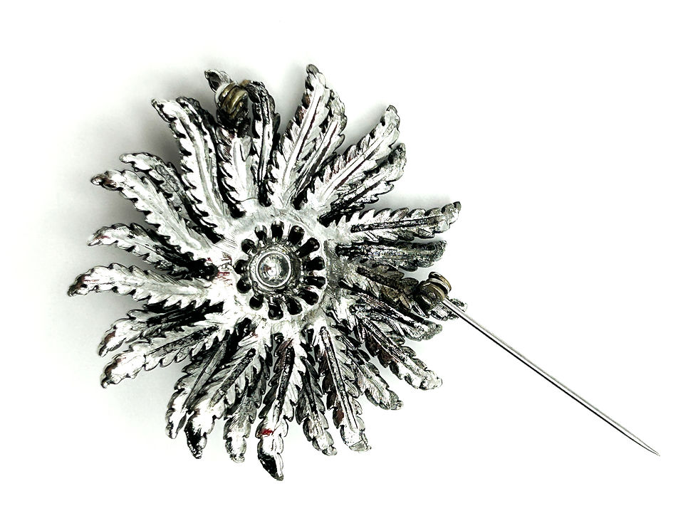 Thumbnail: Silver-Tone Sculptural Floral Textured Flower Brooch Statement