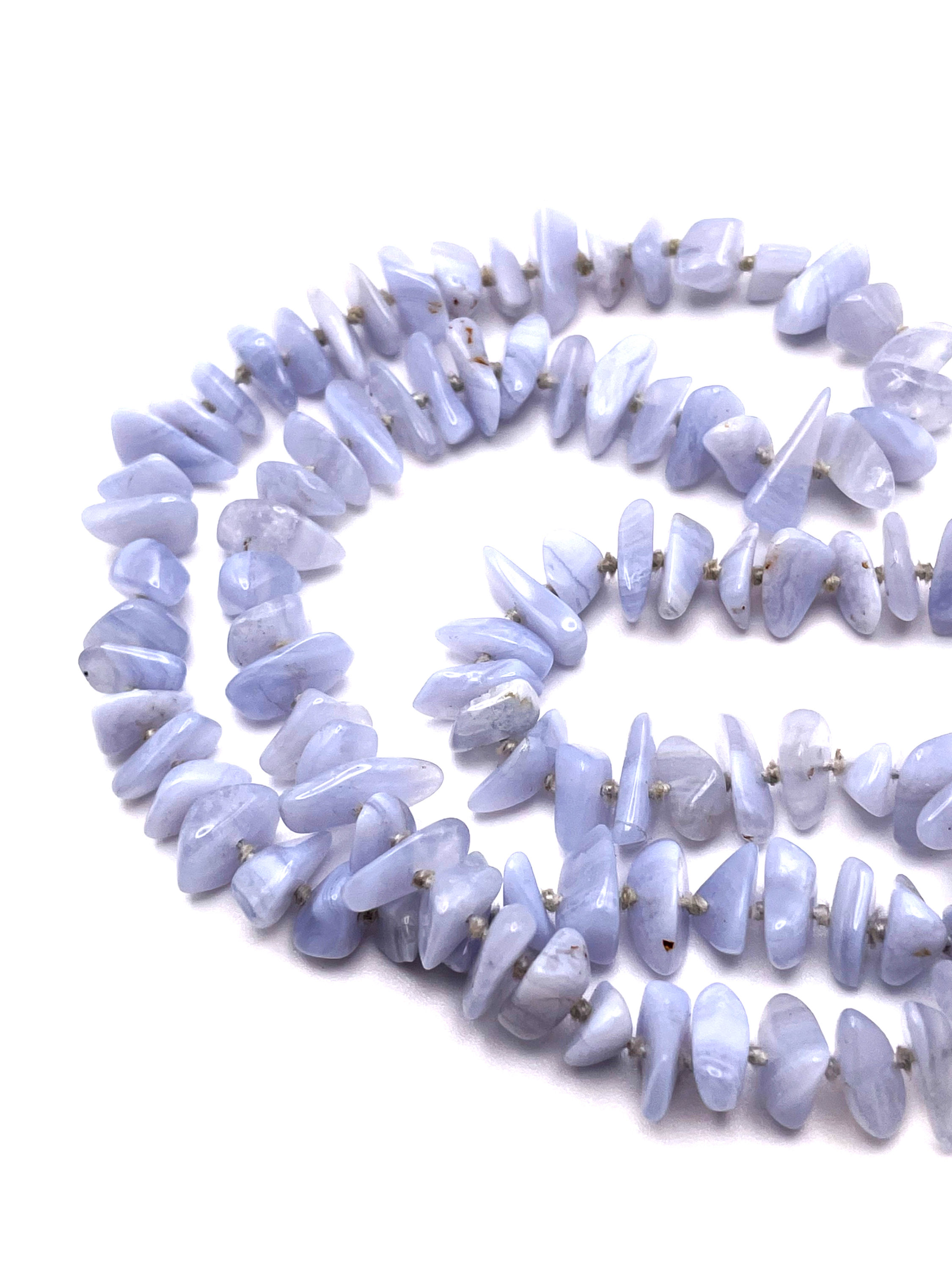 Blue Lace Agate Chip Vintage Necklace