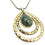 Thumbnail: Gold Tone Hammered Teardrop Pendant Necklace with Dusky Blue-Green Cabochon