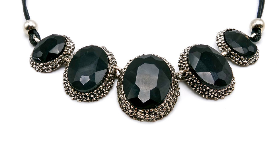 Gothic Black Cabochon Statement Necklace