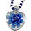Thumbnail: Vintage Blue & White Glass Beaded Necklace with Floral Art Glass Heart Pendant